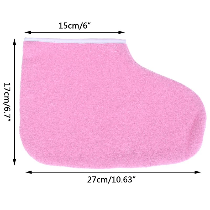 1Pair=2db lábápolás Paraffin Viasz Védelem SPA Kéz-Láb Kesztyű Gyógyfürdő Rózsaszín Melegebb Fűtés Lábát Borító Szövet