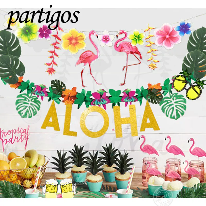 Hawaii Fél Ananász Nyári Party Hawaii Flamingo Fél Flamingo Szülinapi Dekoráció Hawaii Party Dekoráció, Kellékek