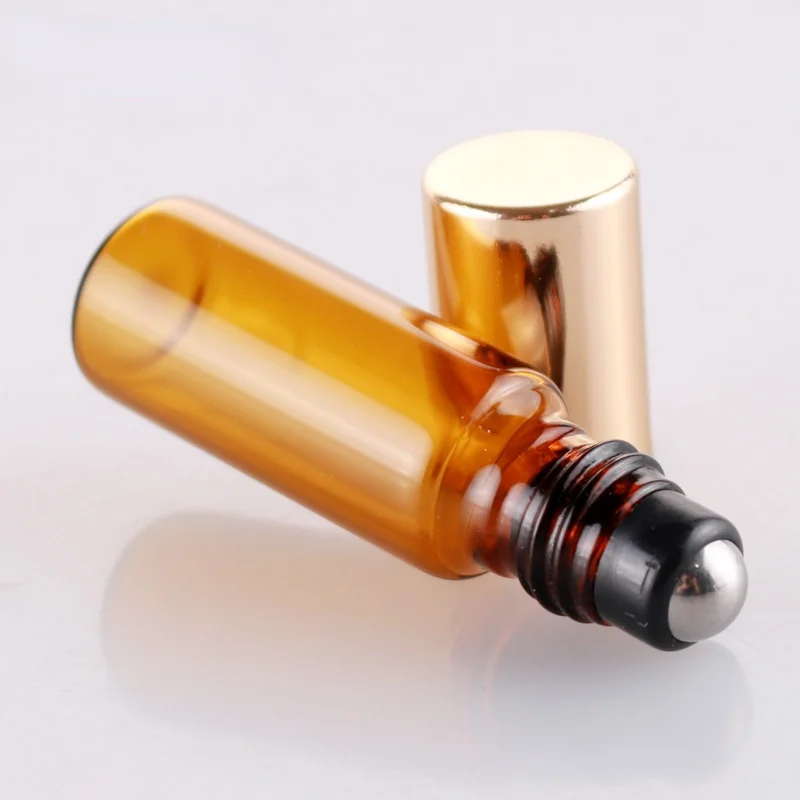 2ml Amber Roll Henger Üveg Illóolajok Újratölthető Parfüm Konténerek Arany/Fekete Sapkák Nagykereskedelmi Külön Bottlin