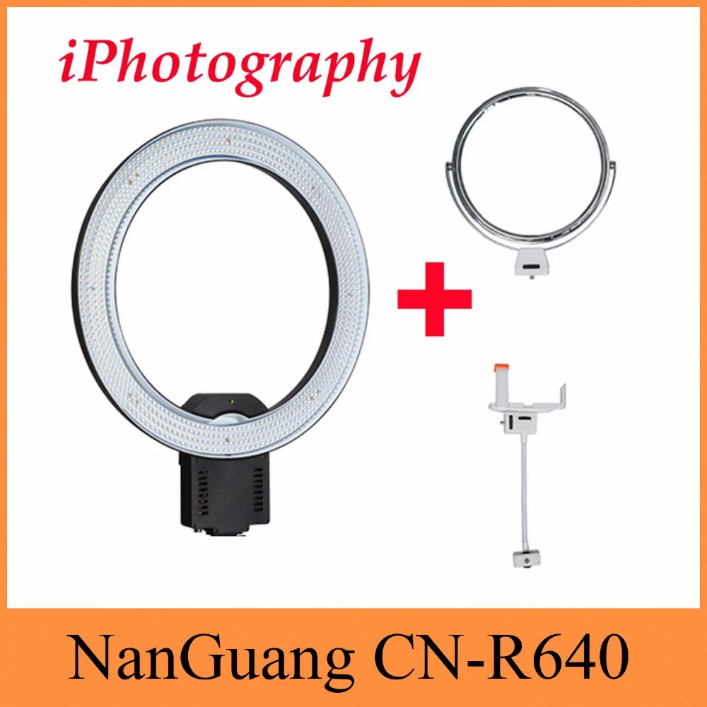 NanGuang KN-R640 KN-R640 Fotózás Videó Stúdió 640 LED Folyamatos Macro Ring Fény 5600K Nap Világítás KN-65C PRO FRISSÍTÉS