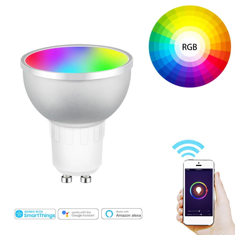 Tuya Zigbee 3.0 Smart Light Lámpa Wifi Izzó 5W Szín Változik, RGB LED Izzó Gu10 85V - 265V APP, Távoli Kompatibilis Alexa, a Google Haza