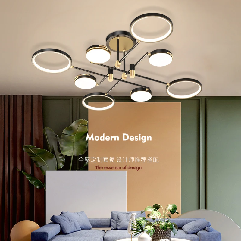 Új Design, Fekete/arany Végzett a Modern LED Csillár Nappali Hálószoba Study Room Új LED Csillár Kellék