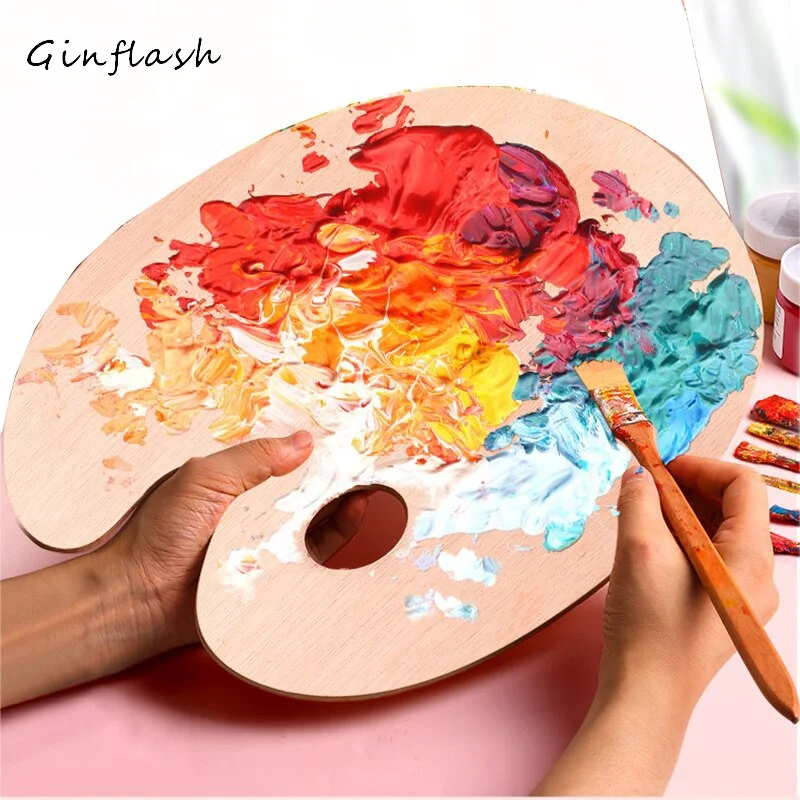 Ginflash 1db Akvarell Paletta olaj-akril festmény eszköz Művészeti Alternatívák Festék Tálca Művész Műanyag fa SupplyStudents