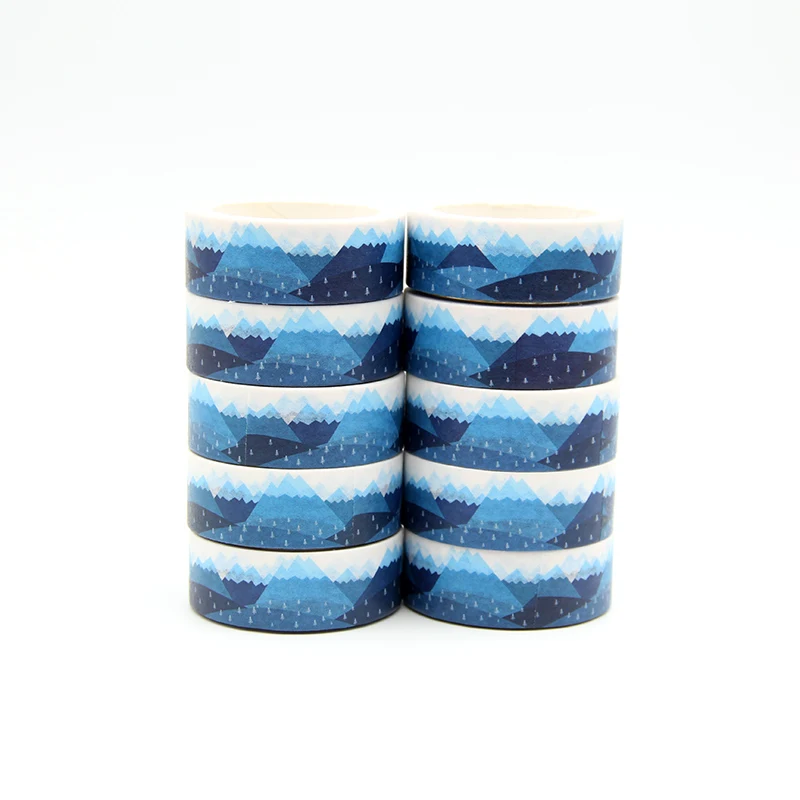 Új 10db/sok 15mm X 5m Kék Óceán Eső Esik Dekoratív Papír Washi Tape DIY Scrapbooking Maszkoló Szalagok Iskola irodaszer
