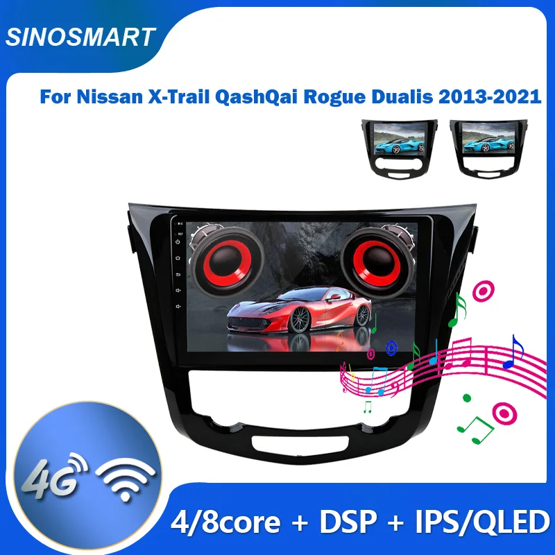 SINOSMART Autós Navigációs GPS Játékos a Nissan X-trail/Qashqai/Rogue/Dualis 2013-2021 Támogatás Gyári OEM Kamera 8-Core CPU DSP