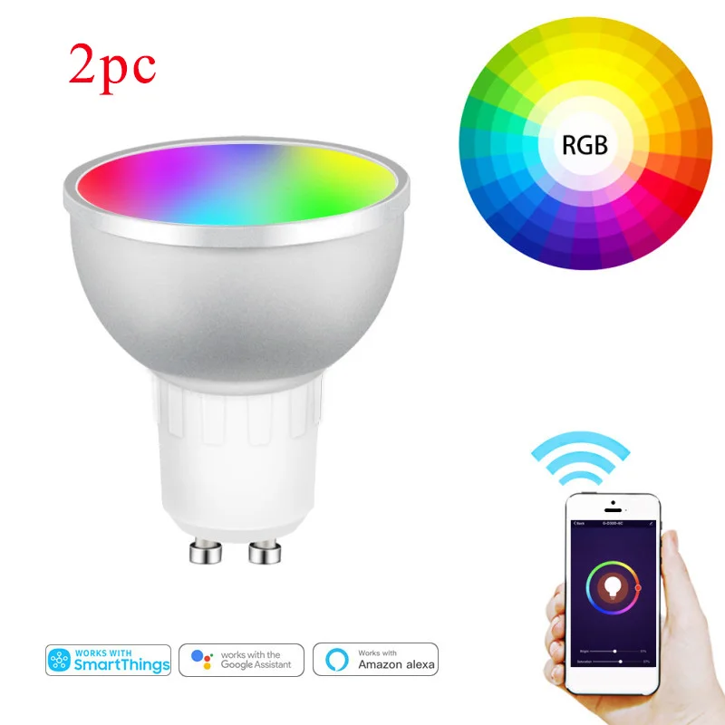 2db Tuya Smart LED Lámpa, Lámpák Izzó Távoli Hang Vezérlés Időzítő RGBCW Lámpa Gu10 Zigbee 3.0 Munka Alexa Echo Plusz a Google Haza