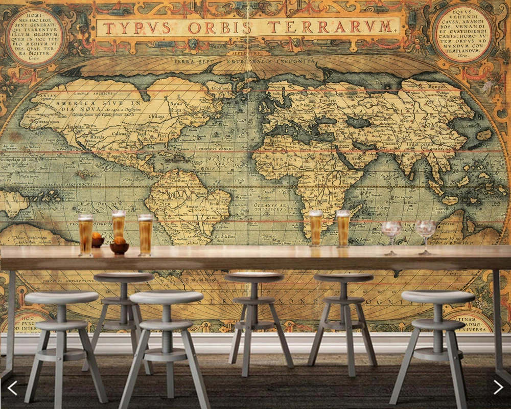A világ antik térkép retro 3d háttérkép,nappali, tv fal fal papírokat lakberendezés étterem bár freskó cucc de parede