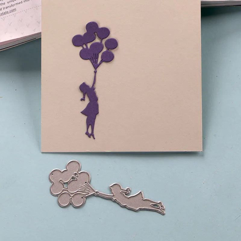 DUOFEN fémforgácsolási MEGHAL léggömb lány gyerekek kivágott csipke üreges dombornyomás stencil DIY Scrapbook Papír Album 2019 új