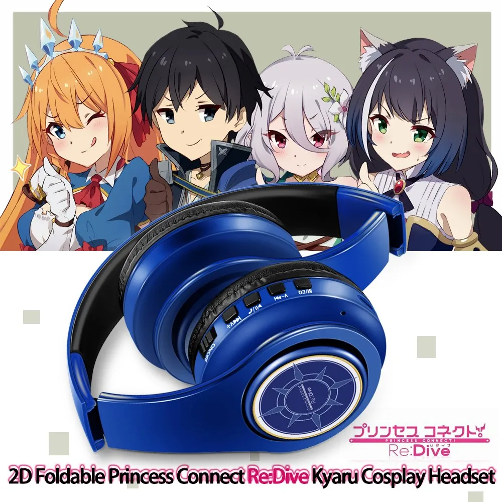 Cosplay Gaming Fejhallgató Anime Hercegnő Csatlakoztassa Újra:Merülés Kyaru Bluetooth Headset V5.0 Diák Fülhallgató Csatlakozó a kártya FM
