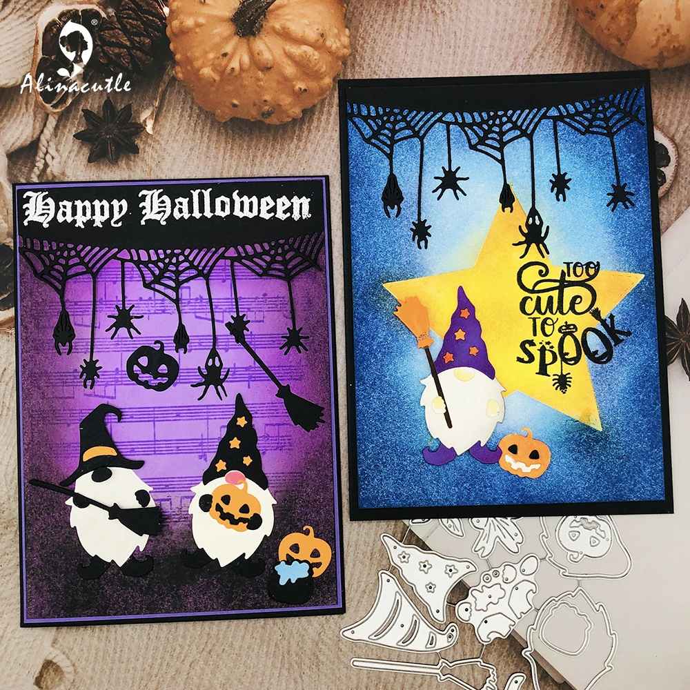 Alinacutle Fémforgácsolási Meghal Vágott Halloween Gnómok Meghatározott Scrapbooking Paper Craft Saját Kártyát Album Ütés Művészeti Vágó