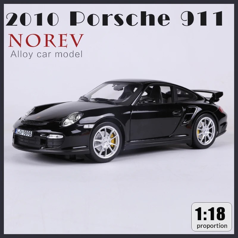 Norev 1:18 Porsche 911 Turbo 2010 187598 - Fekete, Fémes Fröccsöntött Modell Autó Gyűjtemény Limited Edition