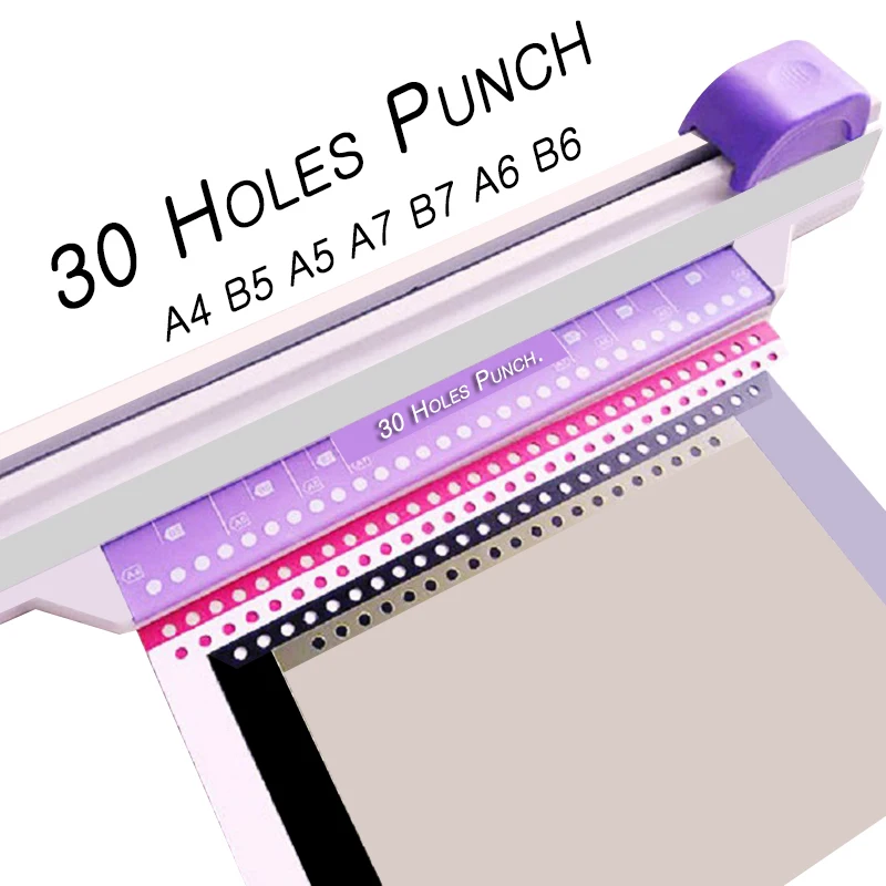 30 Lyukak Punchersliding Könnyű Papír Ütés 30 Lyukak A4 B5 A5 A7 B7 A6 B6 Nagy Kapacitású 5 Lap Lyukasztó