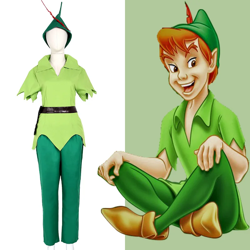 Halloween férfi Pán Péter jelmez Felnőtt Peter Pan szerepjáték zöld megfelel a cap bármilyen méret