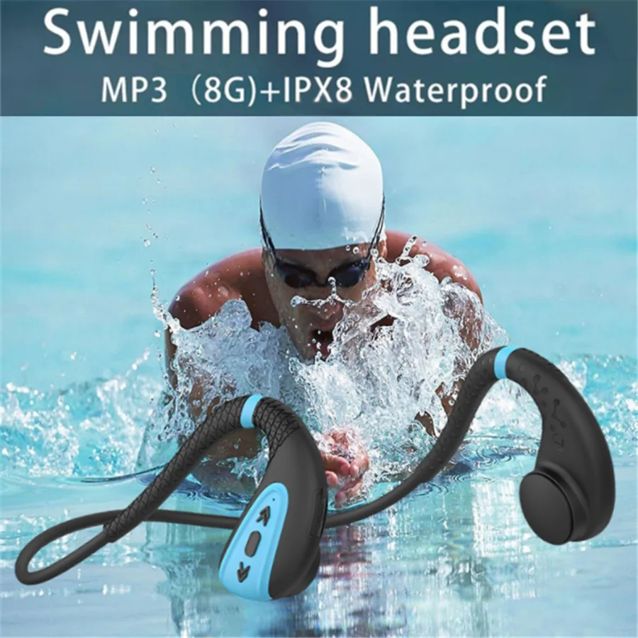 XIAOMI csontvezetéses Fejhallgató Vezeték nélküli Bluetooth Headset Úszó Sport 8G Memória Vízálló MP3 Lejátszó Mikro -