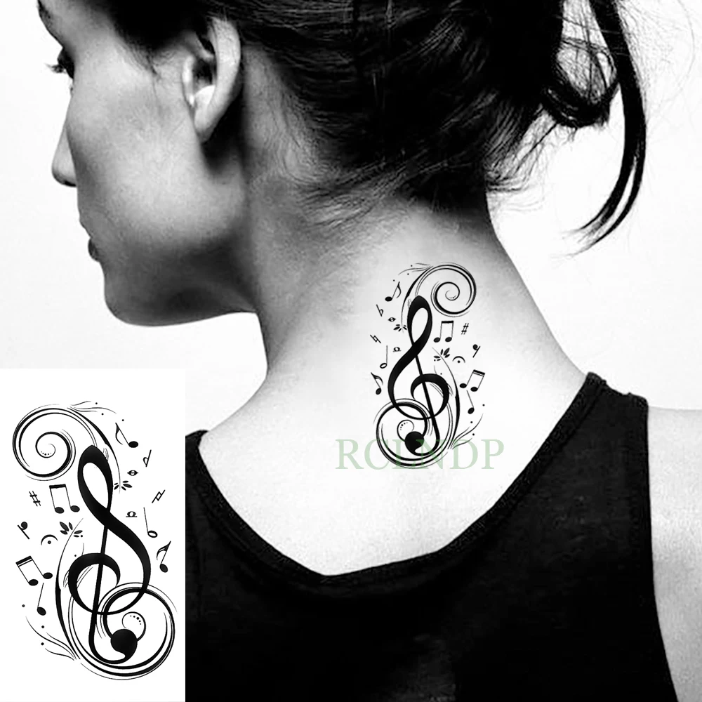 Vízálló Ideiglenes Tetoválás Matrica zenei hang Hamis Tatto Flash Tetoválás Kéz Vissza Láb tetoválás Lány Női Férfi Gyerek