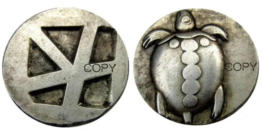 G(13)Ritka Ókori görög Ezüst aki kezdte Érme a Aegina - 480 BC Ezüst Bevonatú másolás érmék