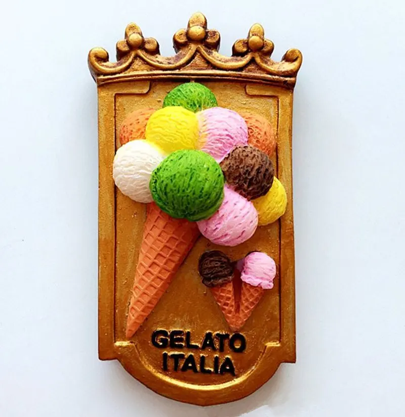 Kézzel Festett Olaszország Fagyit 3D Gyanta Hűtőmágnesek Utazási Ajándéktárgyak Hűtőszekrény Mágneses Matricák Otthoni Dekoráció