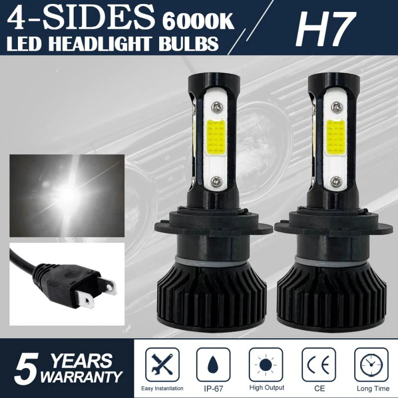 2db H7/H8/H11/9005 9006 LED Autó Fényszóró Készlet Magas/alacsony Izzó 6000K Tiszta Fehér Autó Fényszóró Lámpa Csepp Szállítás