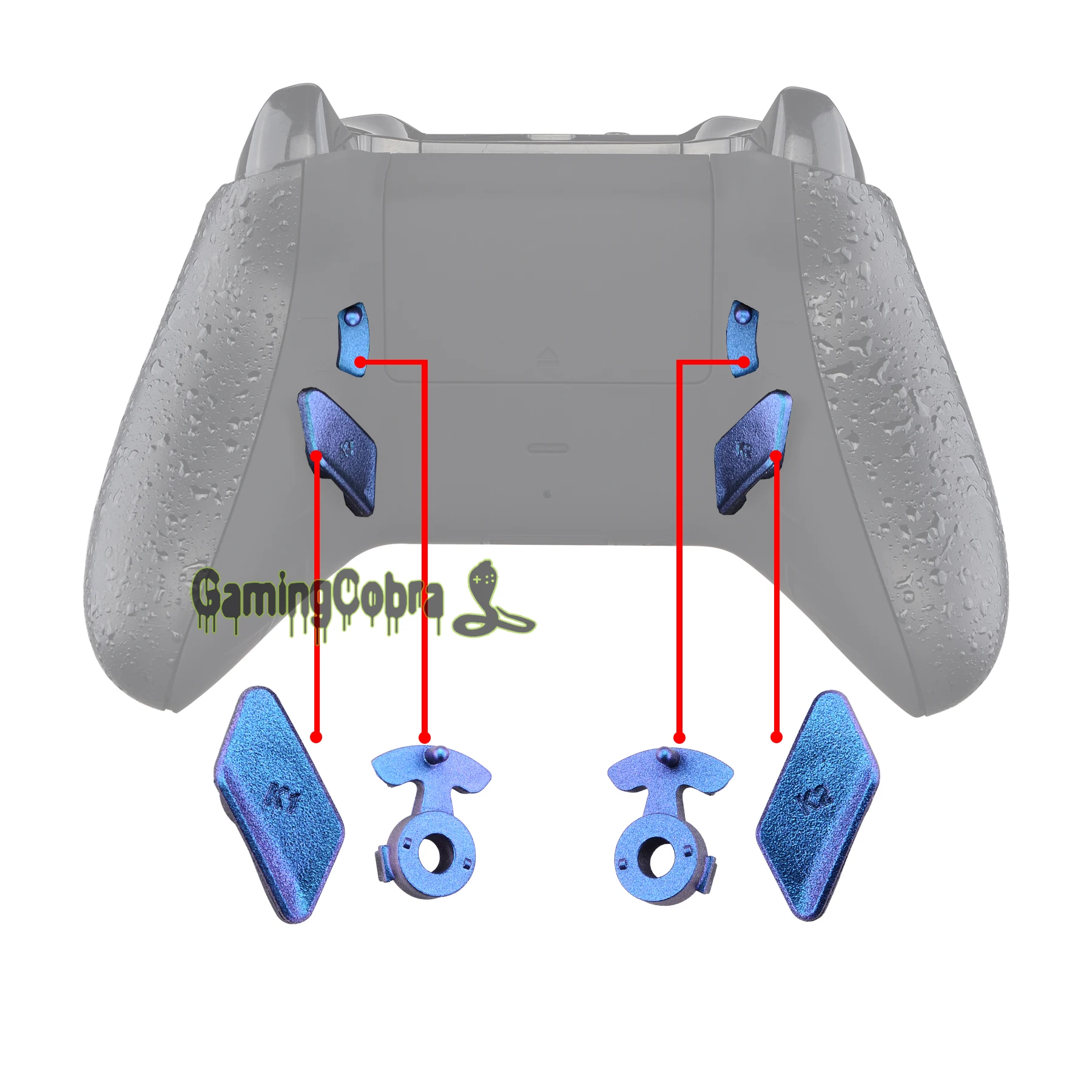 eXtremeRate Kaméleon Lila, Kék, Fényes Gombok K1 K2 kezében Egy Xbox S X Vezérlő MAGASZTOS Megfelelteti & Ravaszt Állj Készlet