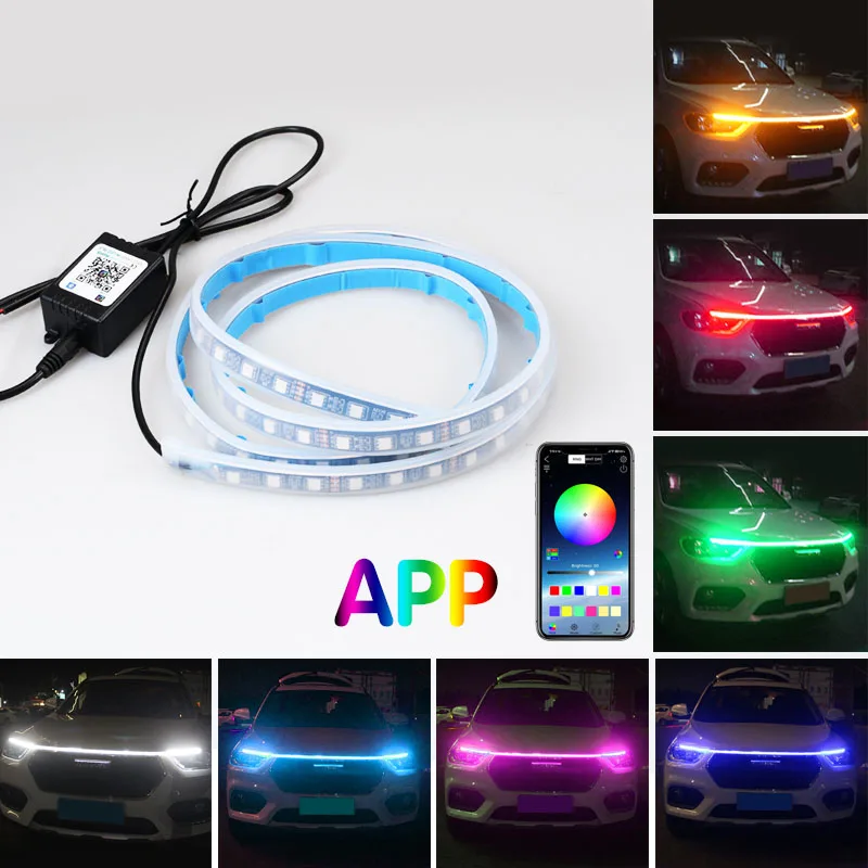 Led Autó Csuklyát Világos Szalag 180cm Többszínű Neon Lámpa Több Mód APP Sound Control Dekoratív Nappali menetjelző Világítás Új