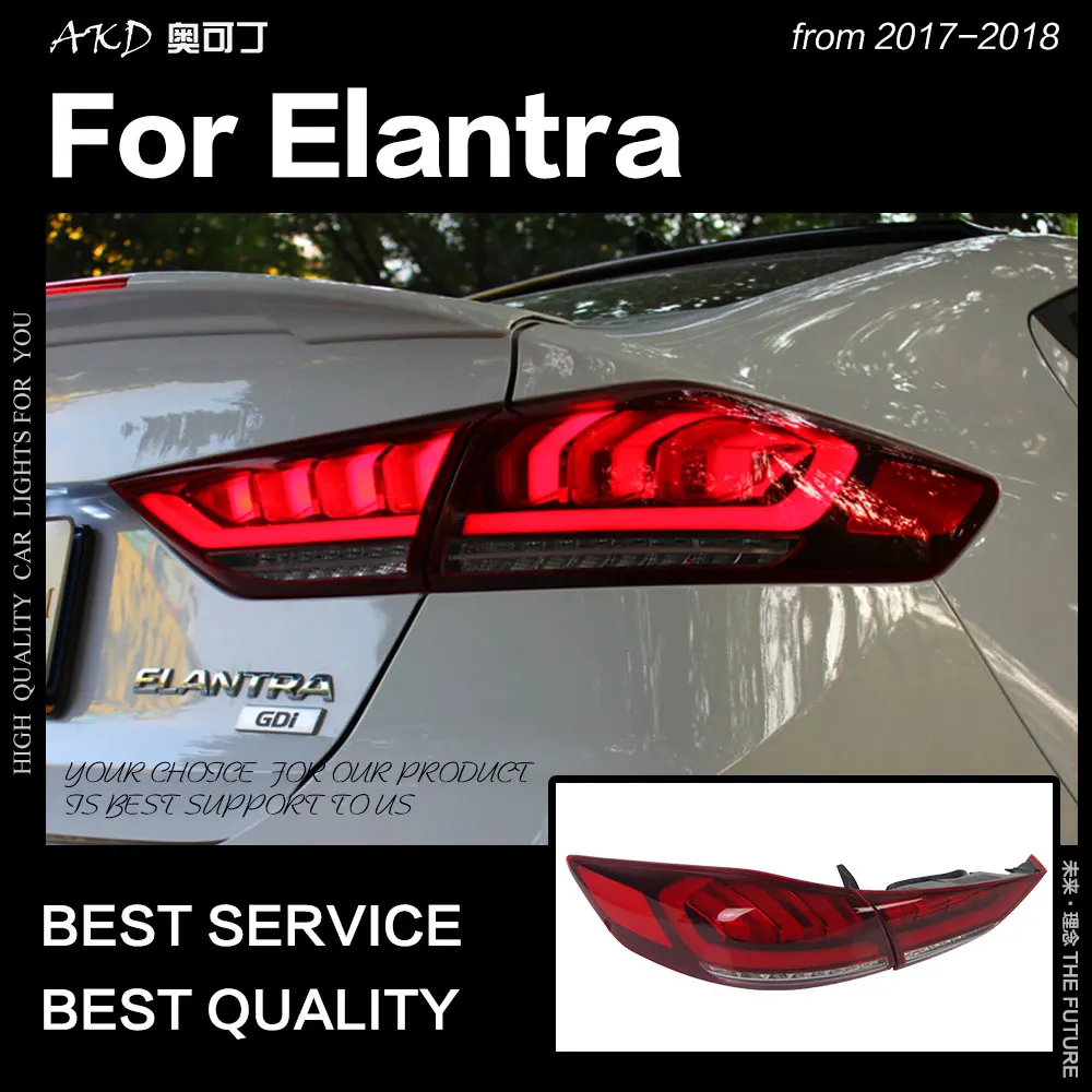 AKD Autó Stílus Hyundai Elantra hátsó Lámpák 2017-2018 Új Elantra MD LED-es hátsó Lámpa, DRL Jel Fék Fordított auto Tartozékok