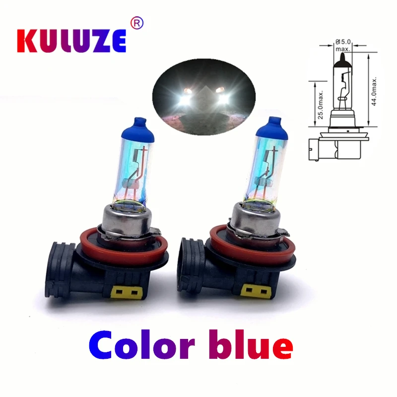 KULUZE 2 Db H8 12V55W Szivárvány Kék Plazma PGJ9-1-es Autó Kvarc Halogén Izzó, Ködlámpa Autó Fényszóró