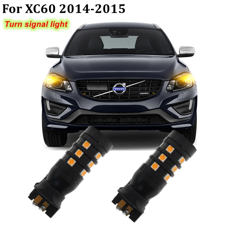 2X Amber Fehér PW24W PWY24W CANBUS LED Izzók A 2014 2015 Volvo XC60 indexet fény Irányát Jelző LED