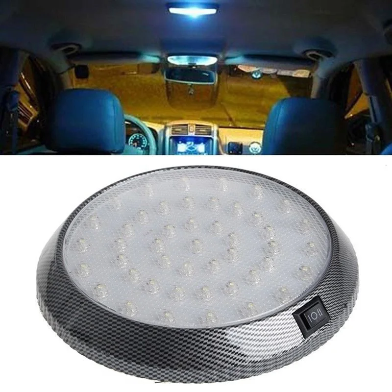 12V Autó Jármű 46-LED Belső Fedett Tető, Mennyezet Lámpa Búra Fehér olvasólámpa 12,5 x 12,5 x 2 cm