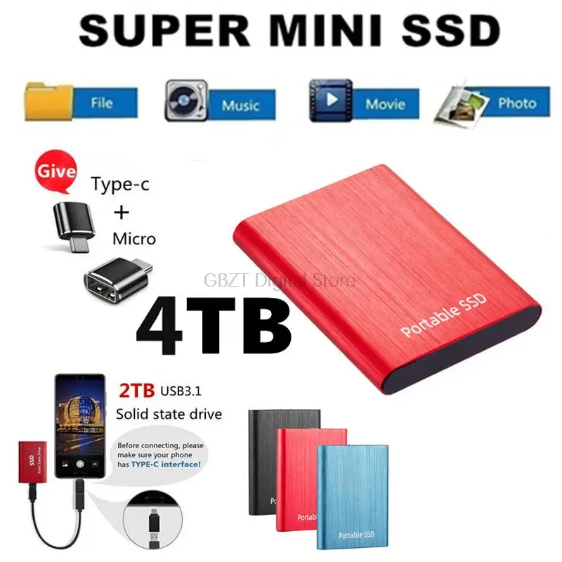 SSD 4 tb HDD,500GB,1 tb-os,2 tb-os Külső szilárdtestalapú Meghajtó Tároló Eszköz a Számítógép, Mobil Merevlemez