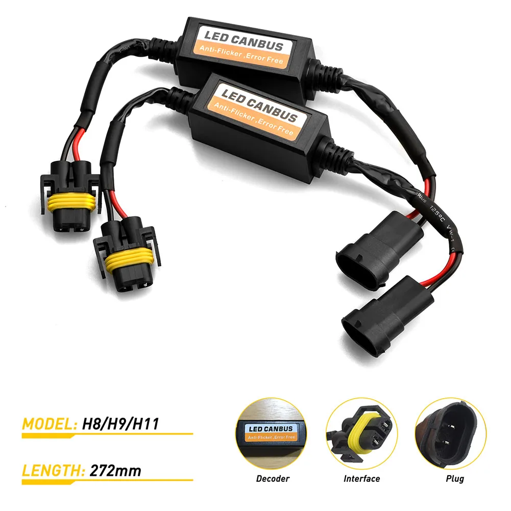 2DB H7-LED Fényszóró Dekóder Adapter Canbus Villódzásmentes Hám Izzók Ellenállás Dekóder Figyelmeztetés Hiba Canceller Plug And Play