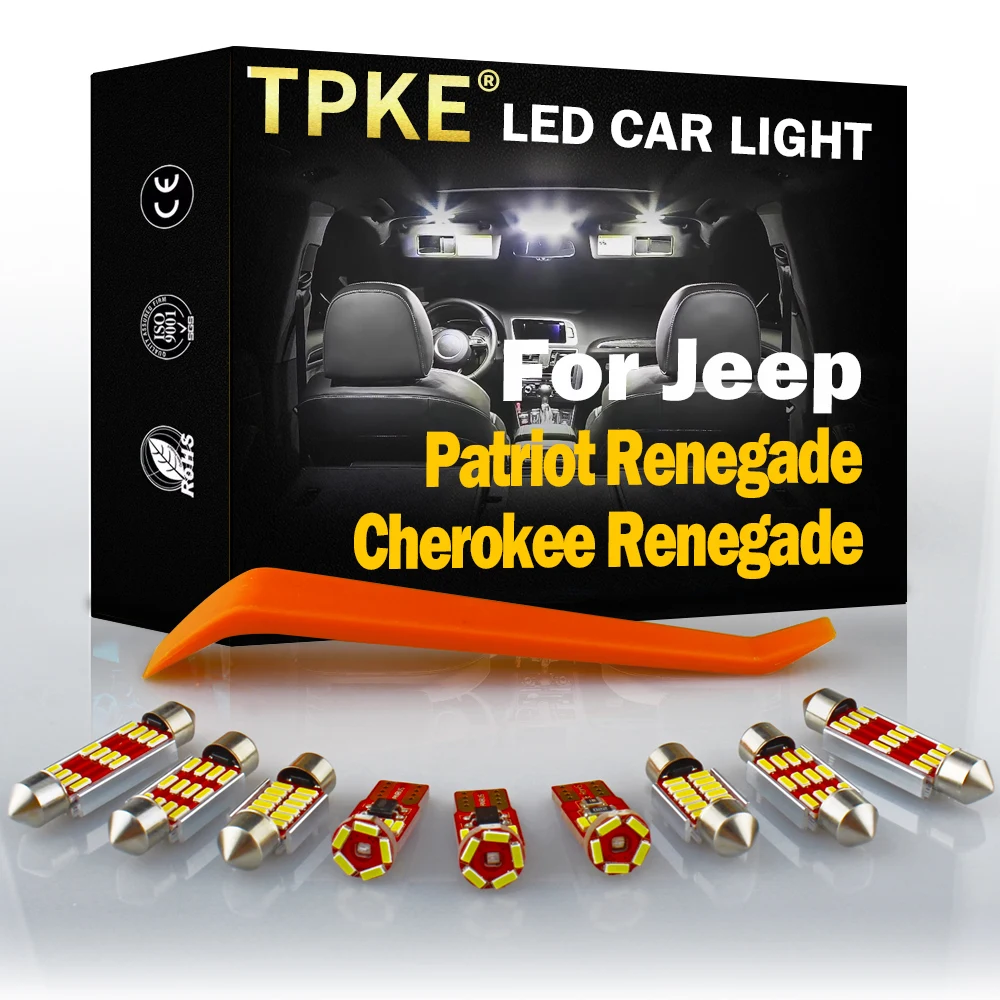 TPKE Canbus A Jeep Patriot Lázadó Cherokee Automatikus LED-es Belső Térkép Olvasás Kupola Csomagtartóban Rendszámtábla Lámpa Készlet, Autó Tartozékok