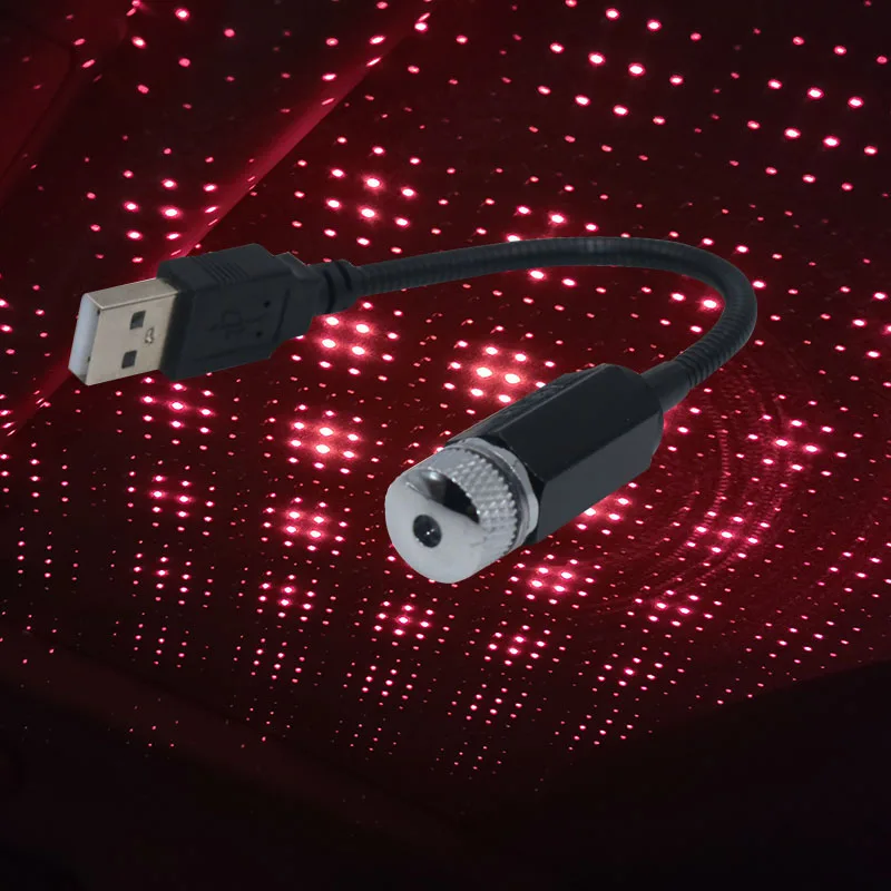 1 Db Állítható Night Lights Mini LED Autó Tető Dekoráció Vetítés Csillagfény USB Autó Belső Mennyezeti Lézer Fény Légkör