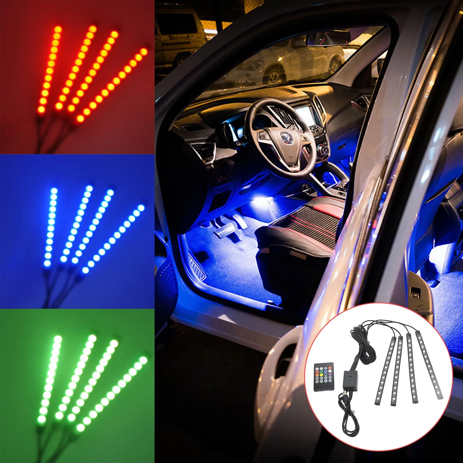 Autós USB LED RGB Légkör Szalag Fény Távoli hangvezérlés Belső Stílus Hyundai Tucson i20 i30 ix35 kona i40 santa fe