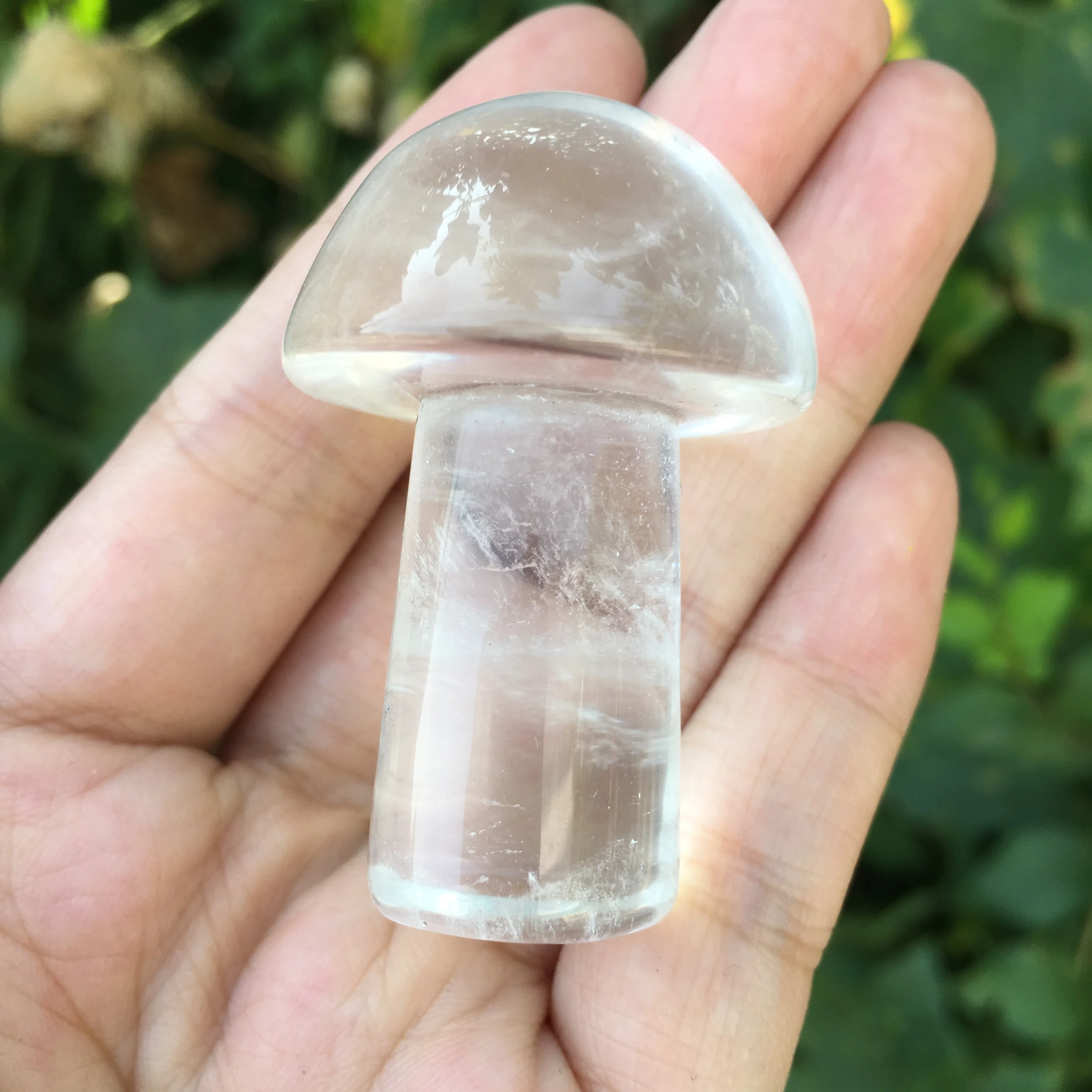 5cm kristály gomba Természetes, világos kvarc gomba Szép agaricin gyógyító Otthoni Dekoráció