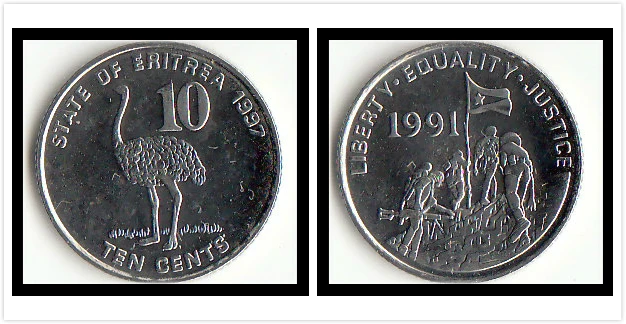 Eritrea 10 cent, 1997-es kiadás Érmék Afrika Új, Eredeti Érme Unc Gyűjthető Igazi Ritka Megemlékező