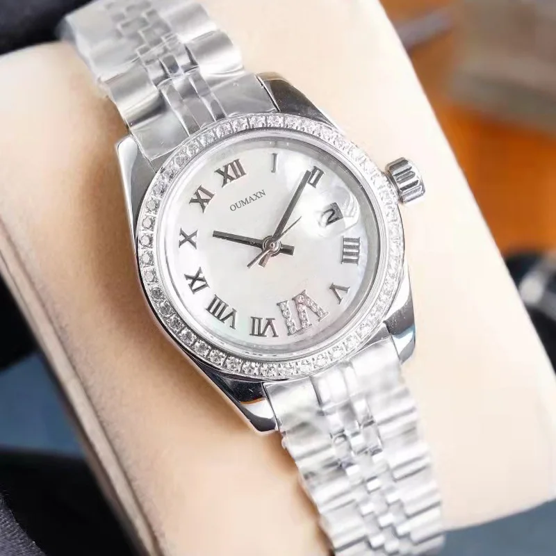 2021 új luxus márka női karóra automata mechanikus fehér számlap női karóra 31mm-es zafír üveg óra ajándék