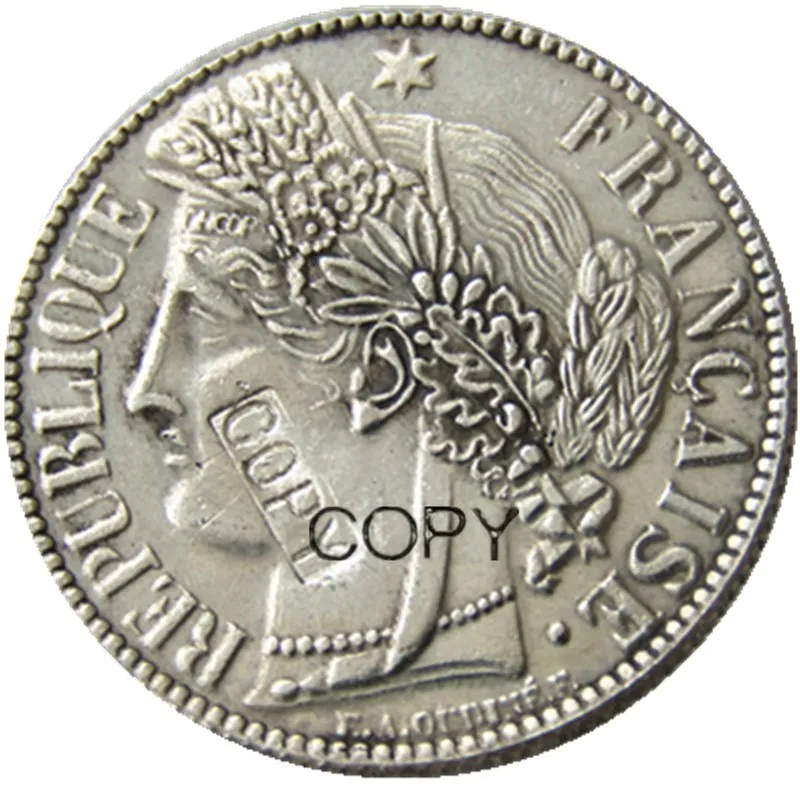 Franciaország 1 Frank 1849K 1850B Ezüst Bevonatú Másolás Érmék