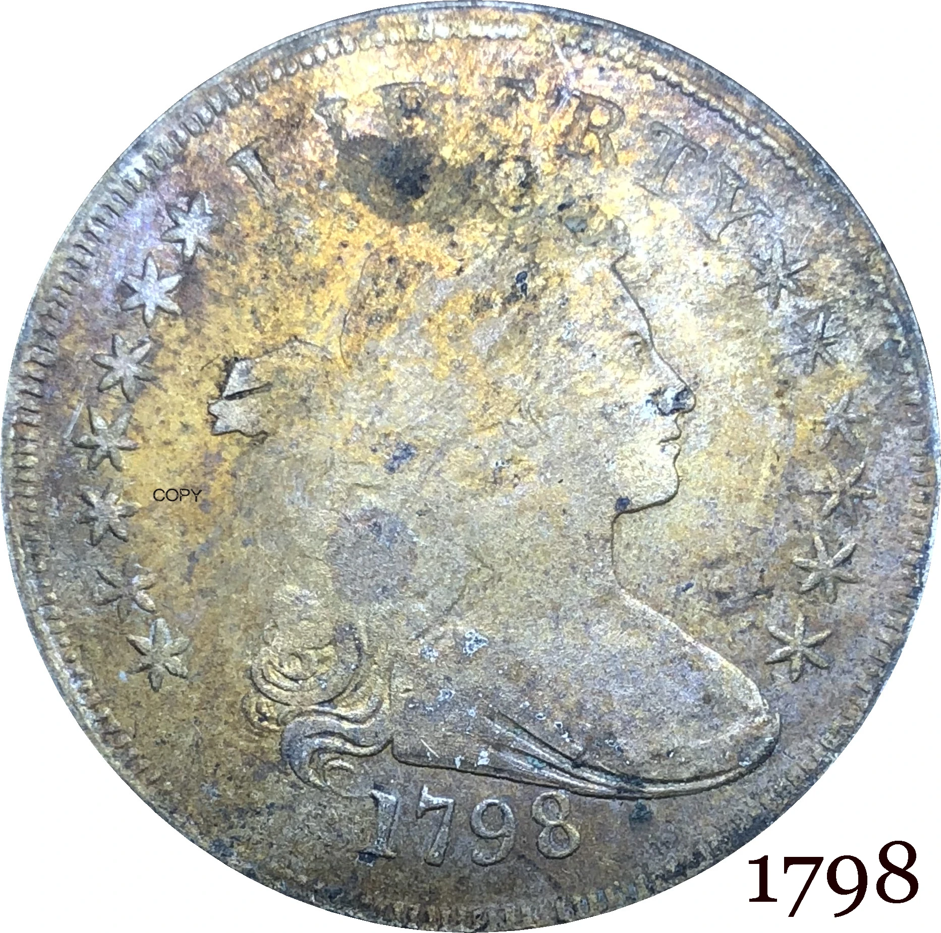 Amerikai Egyesült Államok Érme 1798 Szabadság Terítette Mellszobor Egy Dollár Heraldikai Sas Cupronickel Ezüst Bevonatú Másolás Érmék