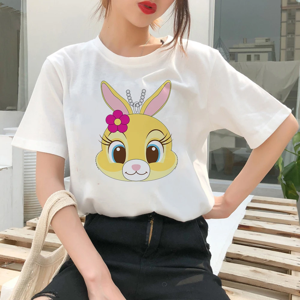 Disney Bambi póló Nők Kreatív Rajzfilm Ruha Felső Póló Feminino Trendc Ruha Modern Miss Nyuszi Tumblr Mujer Tshirt
