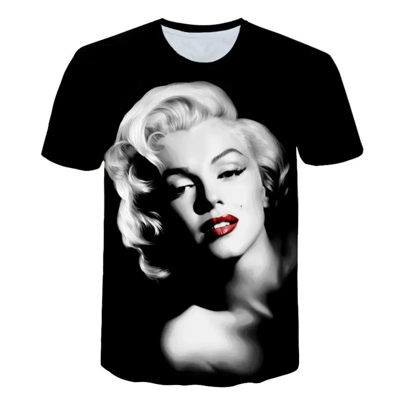 A szexi Sztár Lány Poszter T-Shirt a Férfiak, mind a Nők Marilyn Monroe Ing 3D Rose/Zászló/Léggömb, Szórakoztató, Alkalmi Viselet Plus Size Divat Felső
