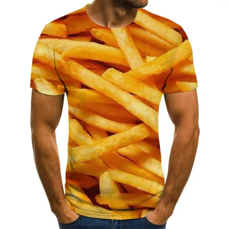 2021 Legújabb sült Krumplit 3D Nyomtatott póló Férfiak, Nők, Vicces Póló Tshirt Túlméretes Streetwear Nyári Maximum T-shirt Rövid Ujjú Felsők