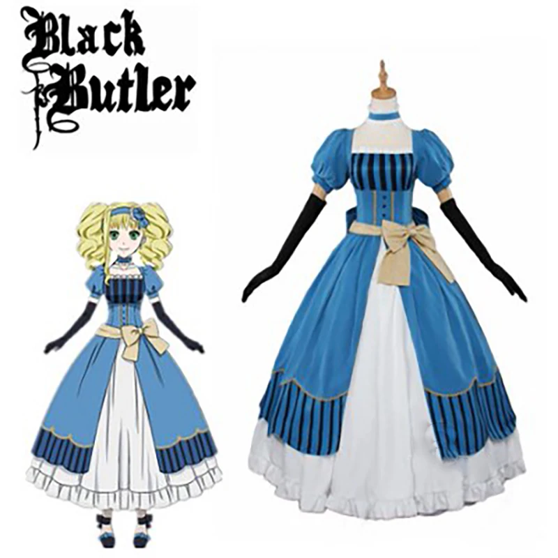 Anime Fekete Butler Kuroshitsuji Elizabeth Midford（Lizzy）Parti Luxus Cosplay Ruha Jelmez Teljes Készlet Hercegnő Ruhát, paróka