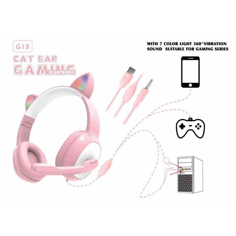 Új RGB Vaku Aranyos Macska Füle Vezetékes Fejhallgató Mikrofon Irányítani LED Gyerek Lány Sztereó Zene Sisak Telefon Fülhallgató Ajándék