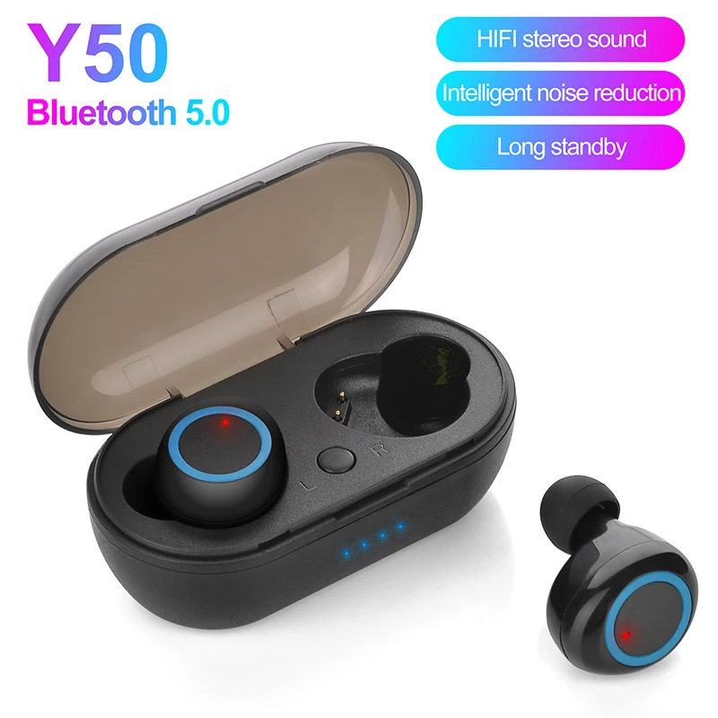 forró eladó Y50 tws Bluetooth Fülhallgató Sztereó Bluetooth Fülhallgató 5.0 Vezeték nélküli Fejhallgató Töltése dobozban Minden Okos Telefonok