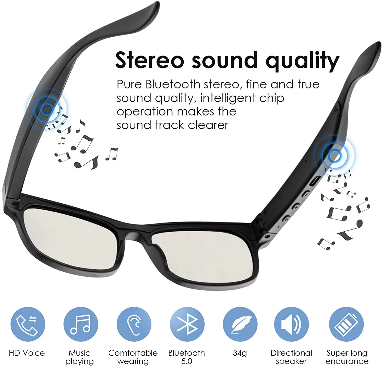 ÚJ Napszemüveg Fejhallgató, Bluetooth 5.0 csontvezetéses Fülhallgató Headset Okos Szemüveg Mic Hangszóró Vezeték nélküli Sztereó