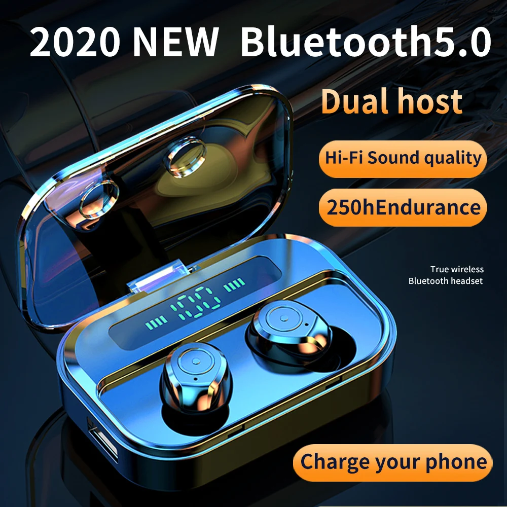 RFMicron TG01 Bluetooth 5.0 Fülhallgató TWS Fejhallgató 9D Sztereó Sport Fülhallgató, Vízálló Fülhallgató, töltő okostelefon