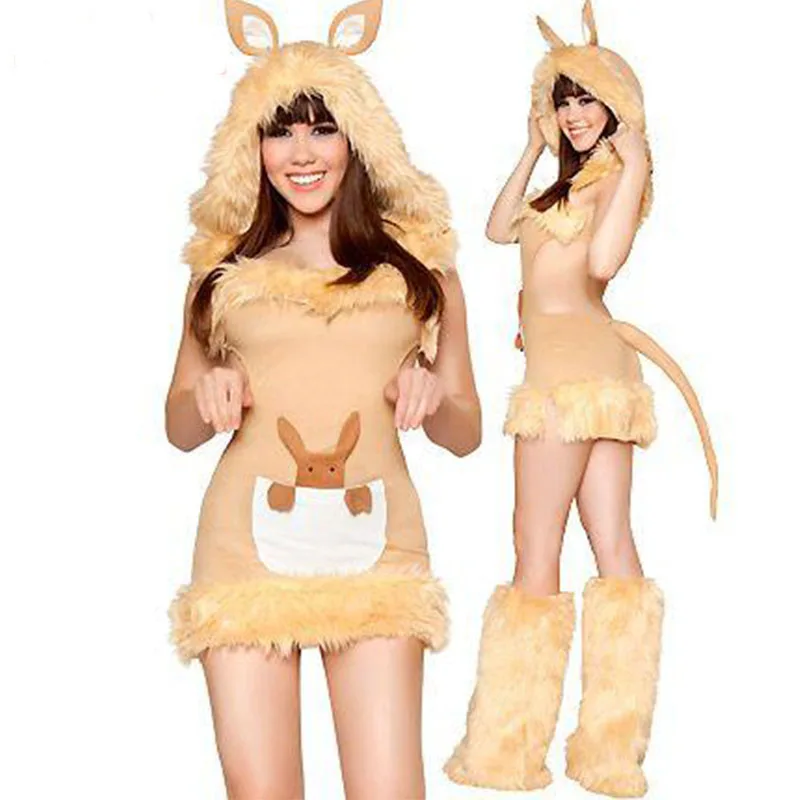Nagykereskedelmi Szexi Kenguru Jelmez Deguisement Halloween Jelmez Női Cosplay Szőrös Állat Jelmez Jelmez