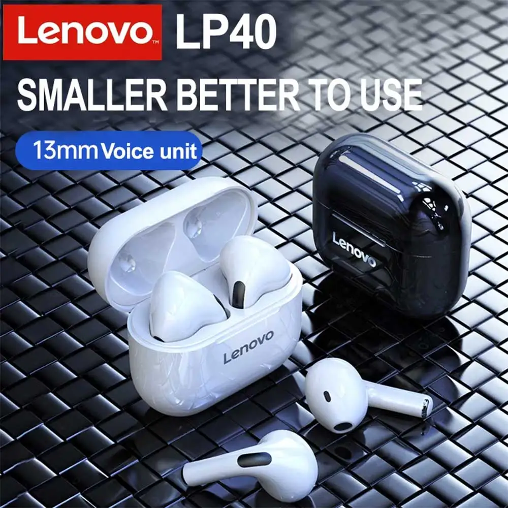 Eredeti Lenovo LP40 Vezeték nélküli Fejhallgató TWS Bluetooth Fülhallgató Touch Control Sport Fülhallgató, Android Okostelefon Xiaomi