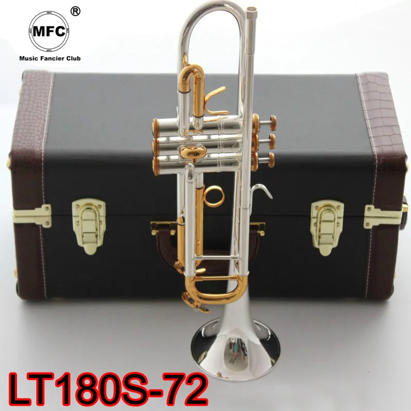 Új MFC Bb Trombita LT180S-72-es ezüstözött Arany Kulcs Hangszerek Szakmai Trombita Diák Tartalmazza az Esetben Szócsöve