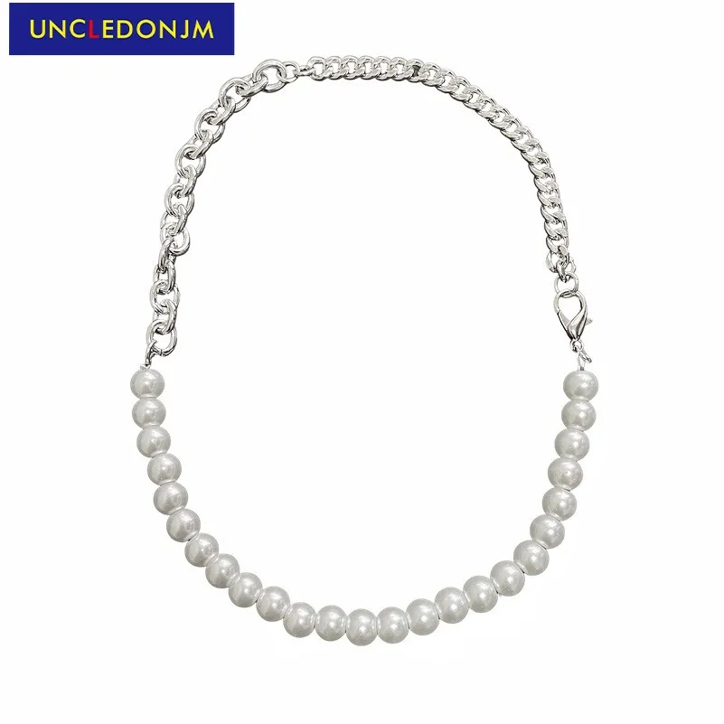 UNCLEDONJM 2021 új pearl varrás ékszer rozsdamentes acél lánc a férfiak, mind a nők alkalmi divat lánc nyaklánc